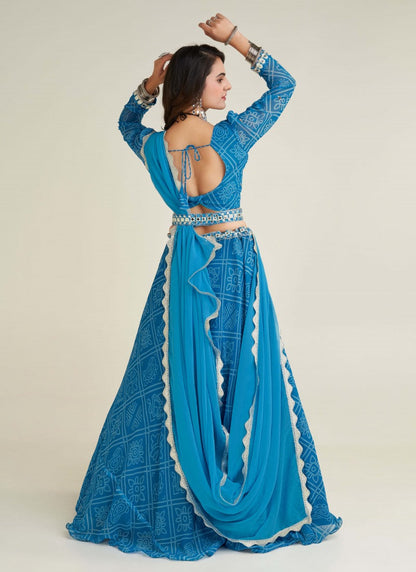 Blue Navratri Lehenga Choli with Embroidery Work