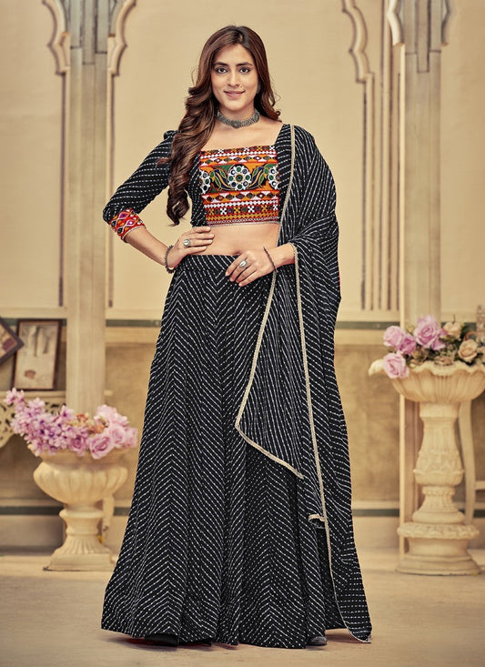 Black Navratri Lehenga Choli with Embroidery Work