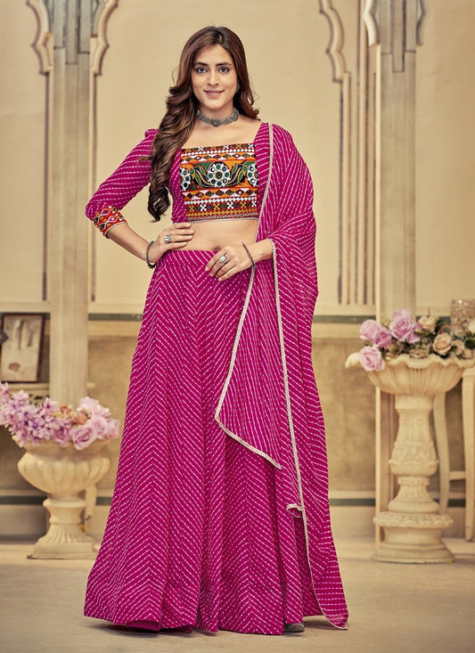 Pink Navratri Lehenga Choli with Embroidery Work