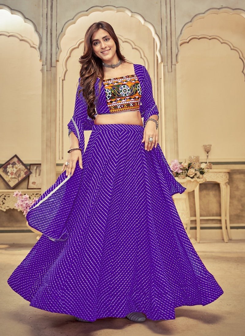 Blue Navratri Lehenga Choli with Embroidery Work