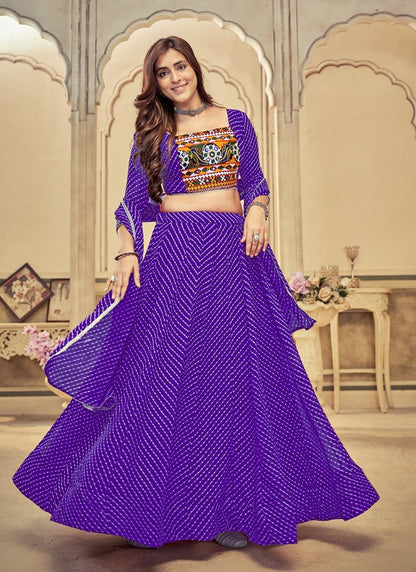 Blue Navratri Lehenga Choli with Embroidery Work