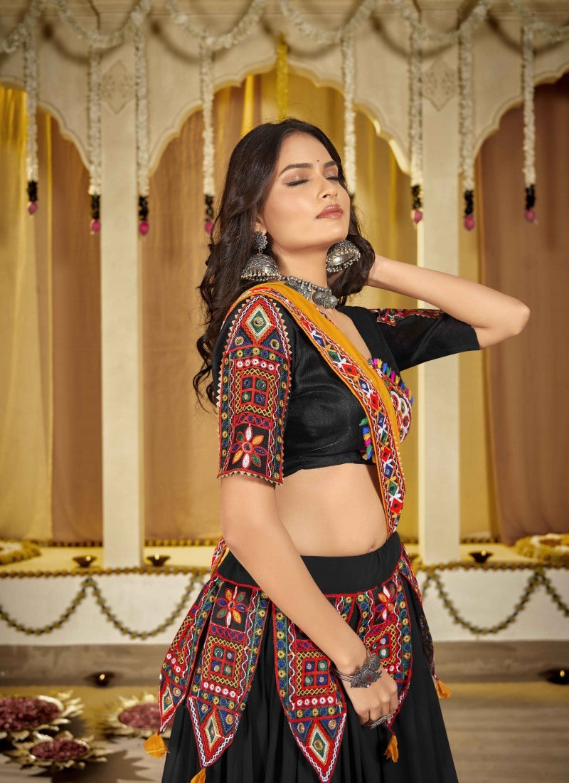 Black Navratri Lehenga Choli with Embroidery Work