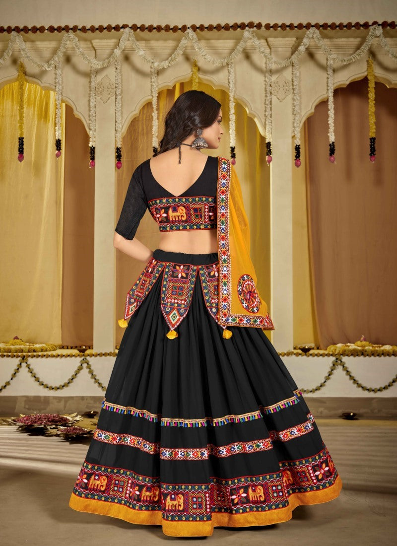 Black Navratri Lehenga Choli with Embroidery Work