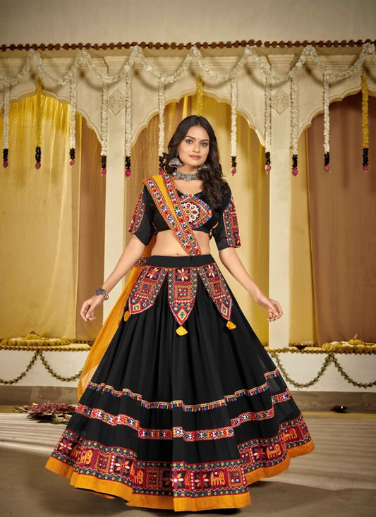 Black Navratri Lehenga Choli with Embroidery Work