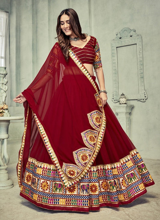 Maroon Navratri Lehenga Choli with Embroidery Work