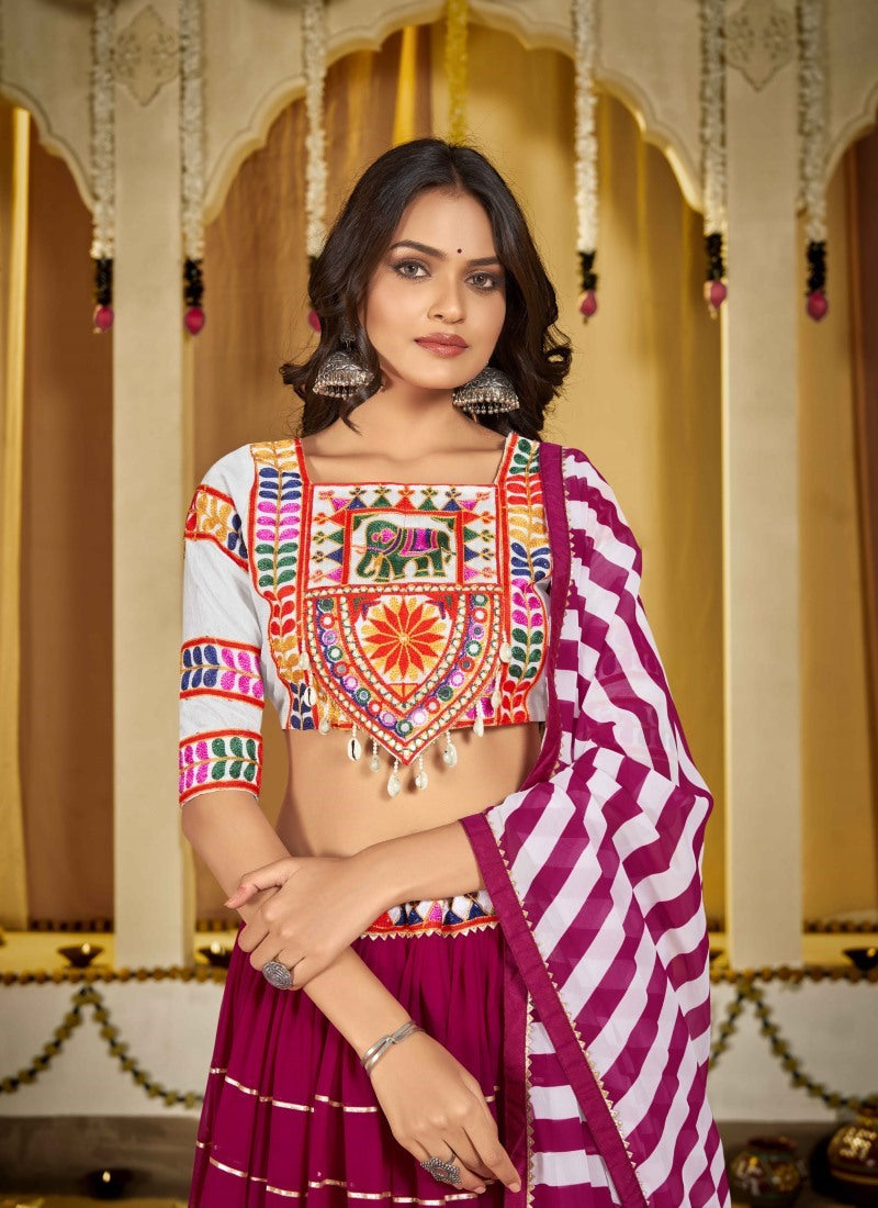 Maroon Navratri Lehenga Choli with Embroidery Work