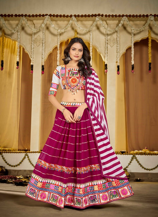 Maroon Navratri Lehenga Choli with Embroidery Work