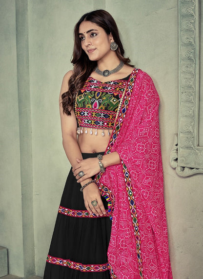 Black Navratri Lehenga Choli with Embroidery Work