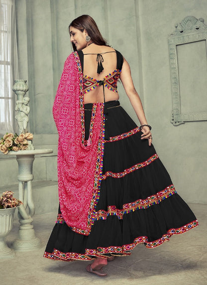 Black Navratri Lehenga Choli with Embroidery Work