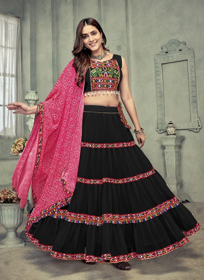 Black Navratri Lehenga Choli with Embroidery Work