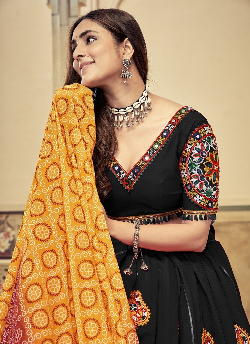 Black Navratri Lehenga Choli with Embroidery Work