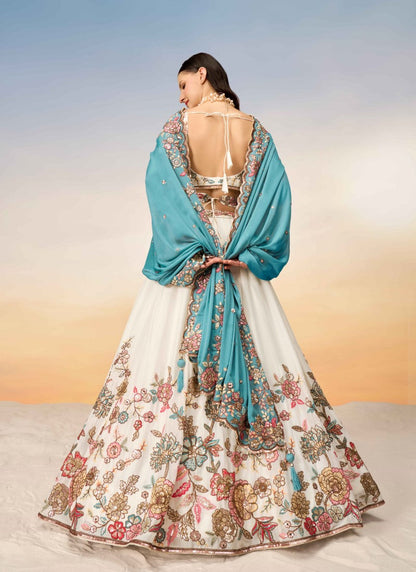 Off White Bridesmaid Lehenga Choli With Embroidery and Sequins Work