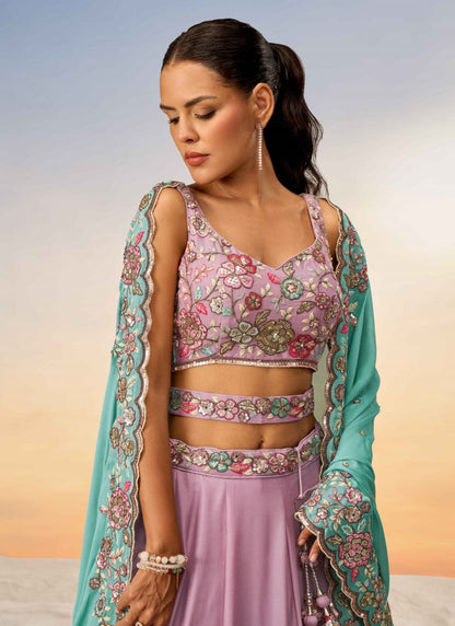 Pink Bridesmaid Lehenga Choli With Embroidery and Sequins Work