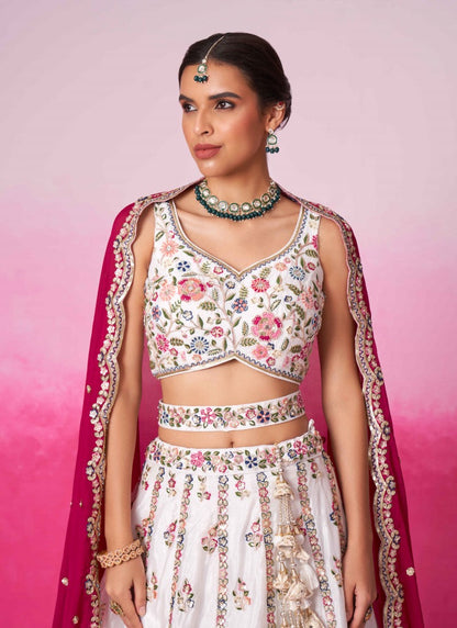 Off White Bridal Lehenga Choli With Heavy Embroidery Work