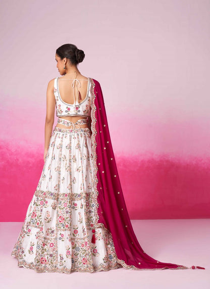 Off White Bridal Lehenga Choli With Heavy Embroidery Work