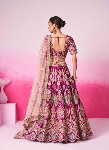 Magenta Bridal Lehenga Choli With Heavy Embroidery Work