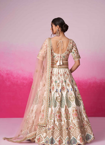 Off White Bridal Lehenga Choli With Heavy Embroidery Work