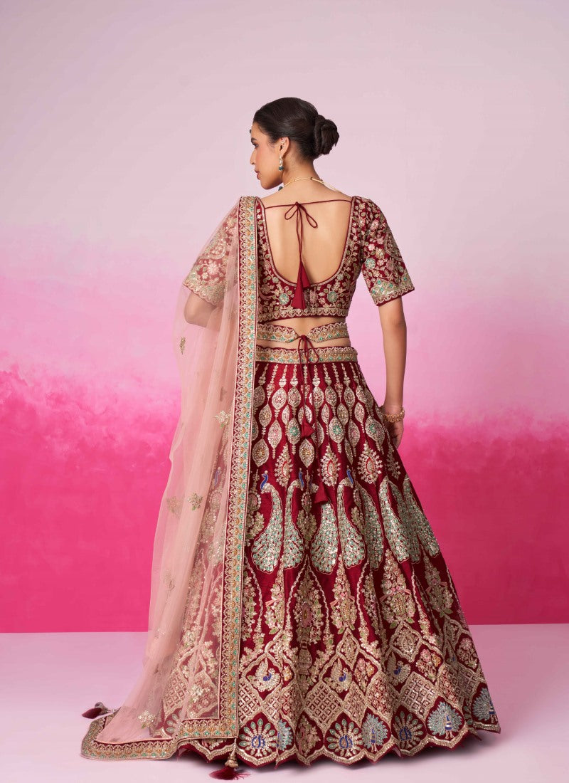 Red Bridal Lehenga Choli With Heavy Embroidery Work