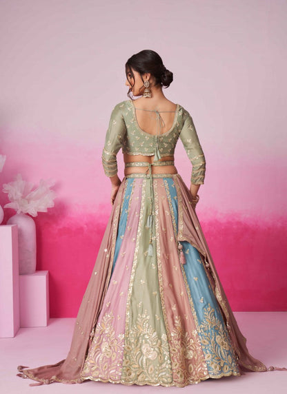 Multi Bridal Lehenga Choli With Heavy Embroidery Work