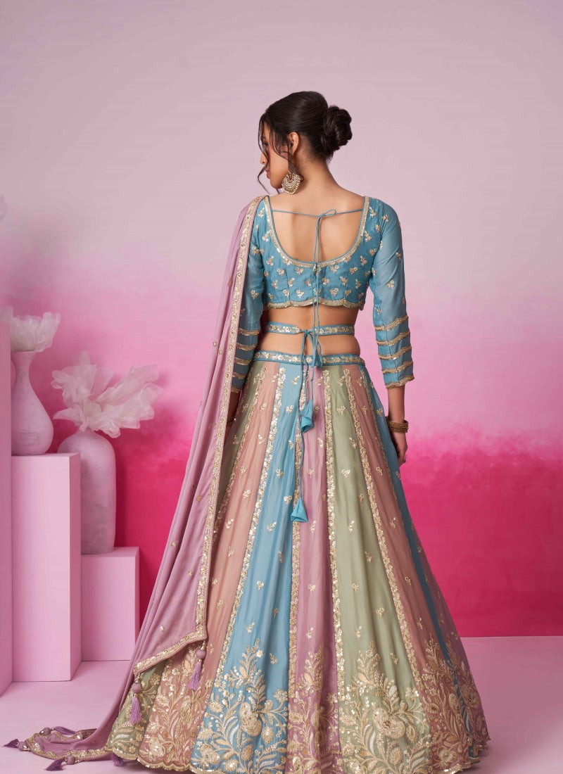 Multi Bridal Lehenga Choli With Heavy Embroidery Work