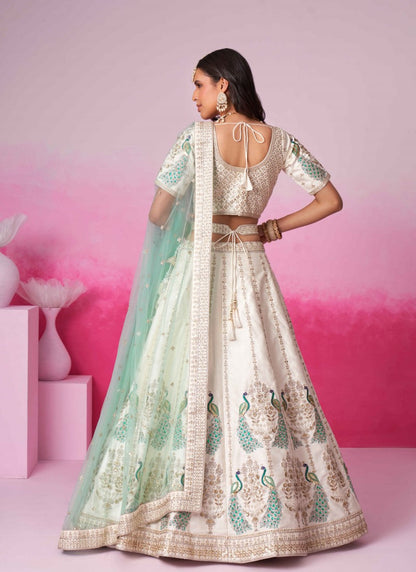 Off White Bridal Lehenga Choli With Heavy Embroidery Work