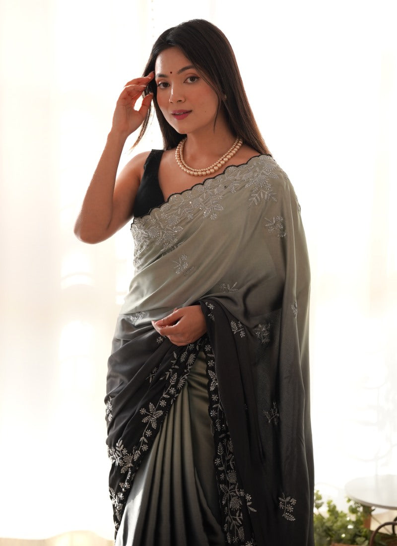 Black Shaded Half & Half Saree