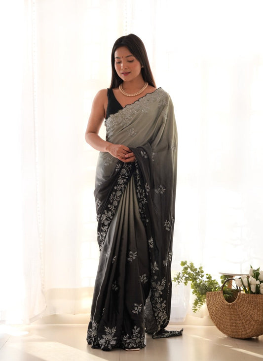 Black Shaded Half & Half Saree