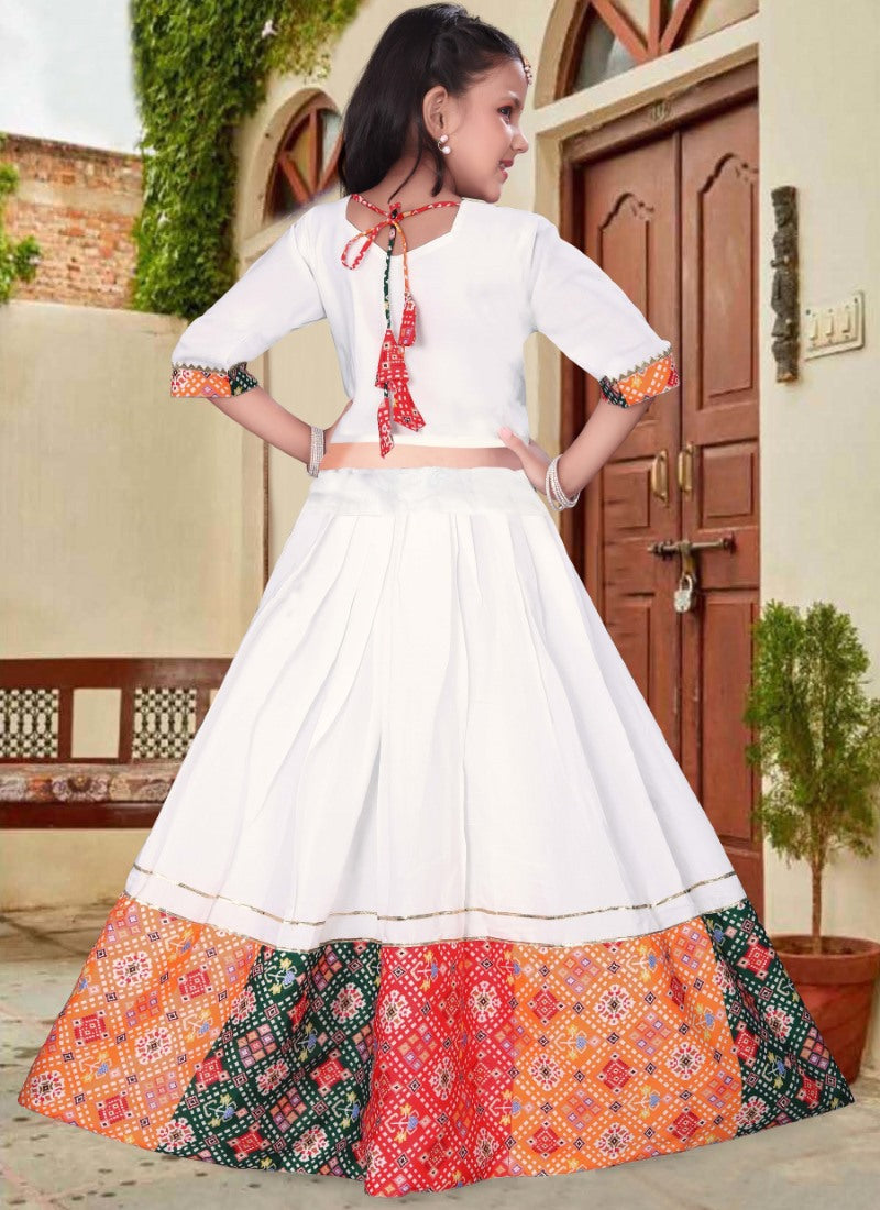 White Kid's Navratri Lehenga Choli