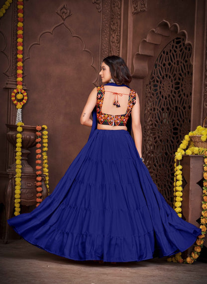 Blue Navratri Lehenga Choli With Embroidery and Sequins Work