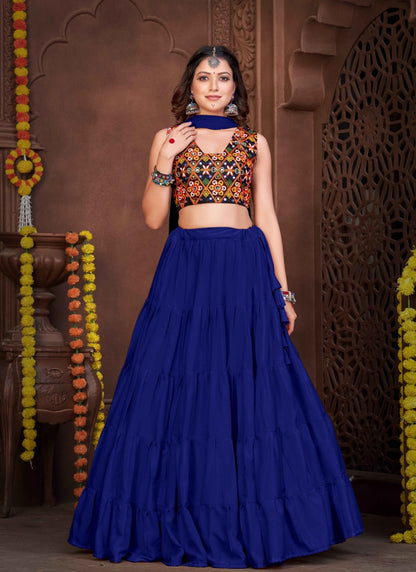 Blue Navratri Lehenga Choli With Embroidery and Sequins Work