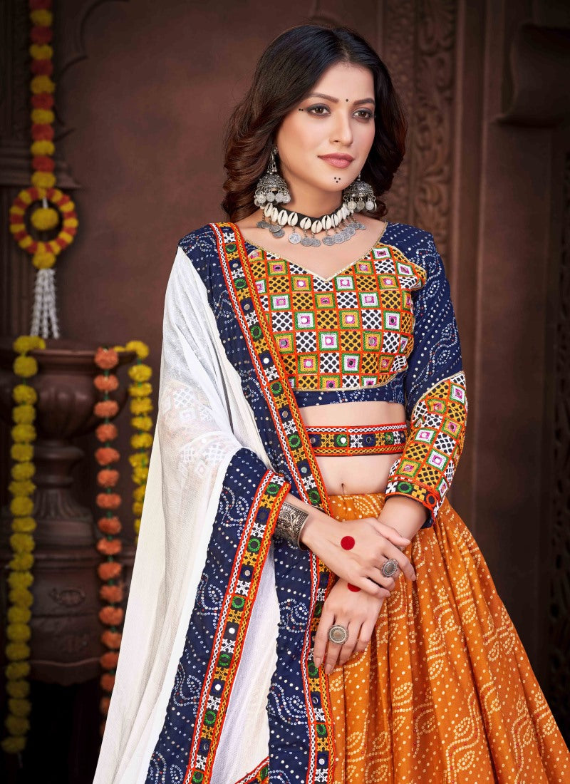 Yellow Navratri Lehenga Choli With Embroidery and Sequins Work