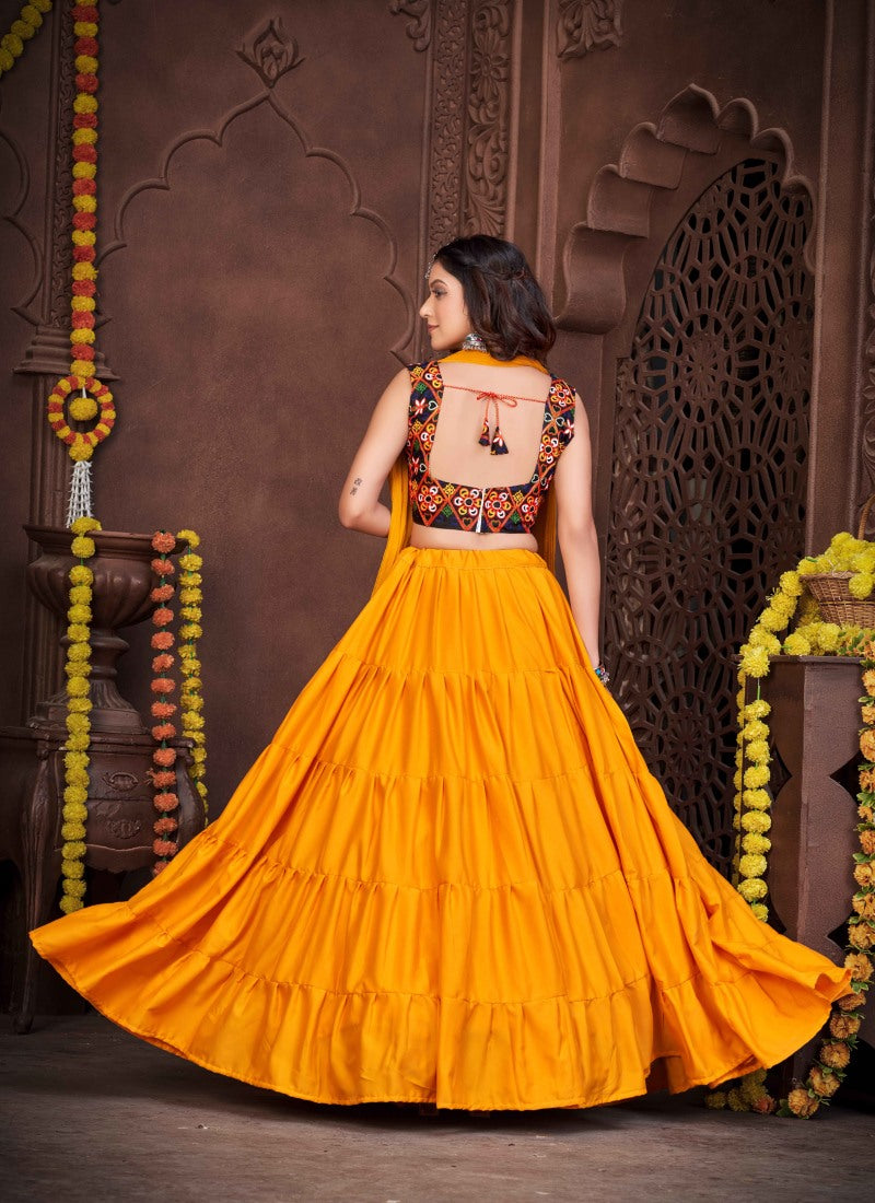 Yellow Navratri Lehenga Choli With Embroidery and Sequins Work