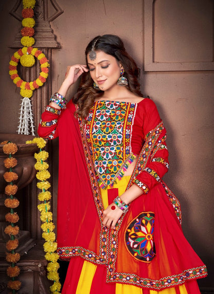 Multi Color Navratri Lehenga Choli With Embroidery and Sequins Work