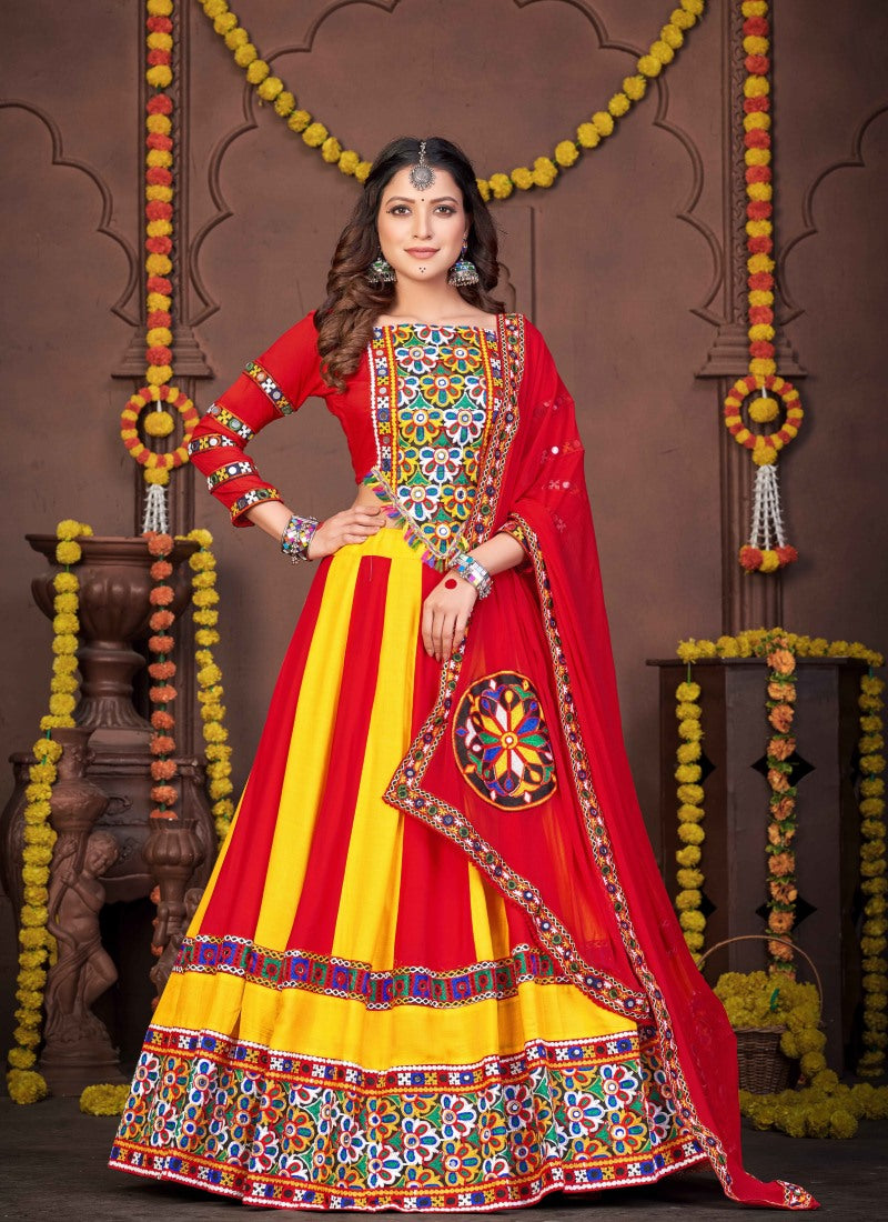 Multi Color Navratri Lehenga Choli With Embroidery and Sequins Work