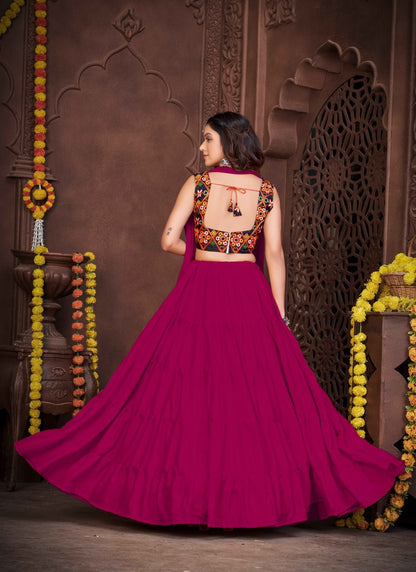 Pink Navratri Lehenga Choli With Embroidery and Sequins Work