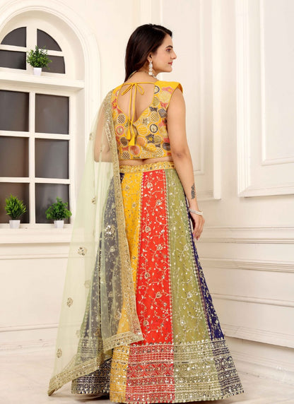 Multi Designer Lehenga Choli With Embroidery, Zari Work and Sequins Work