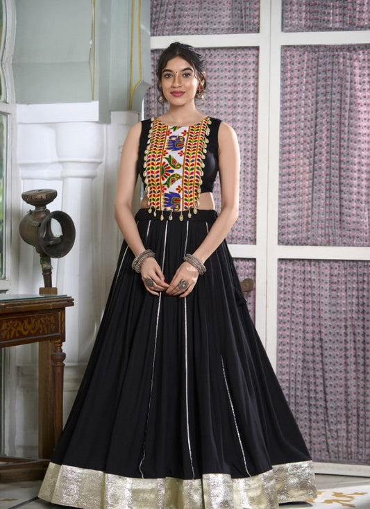 Black Navratri Lehenga Choli With Embroidery and Sequins Work