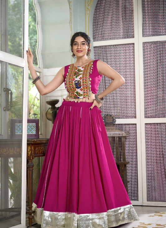 Pink Navratri Lehenga Choli With Embroidery and Sequins Work