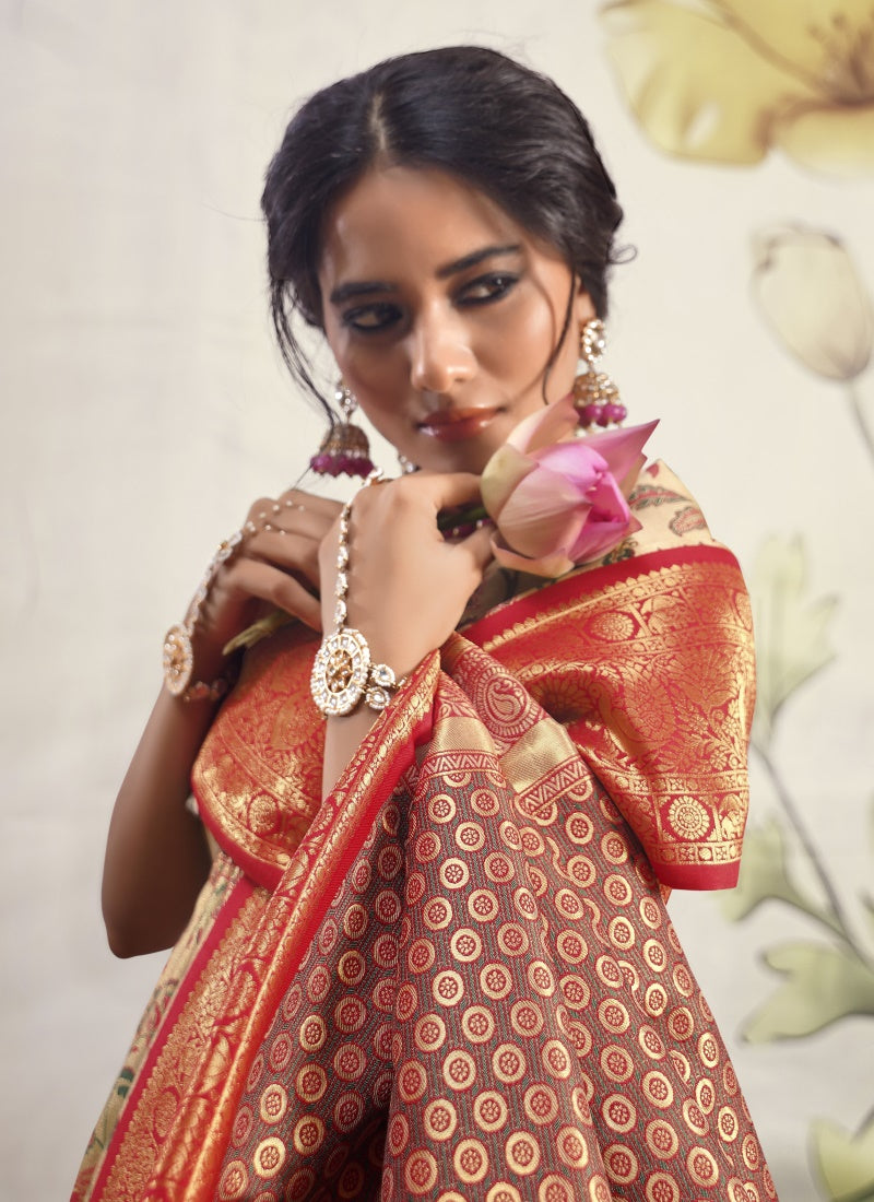 Red Dharmavaram Silk Saree-2