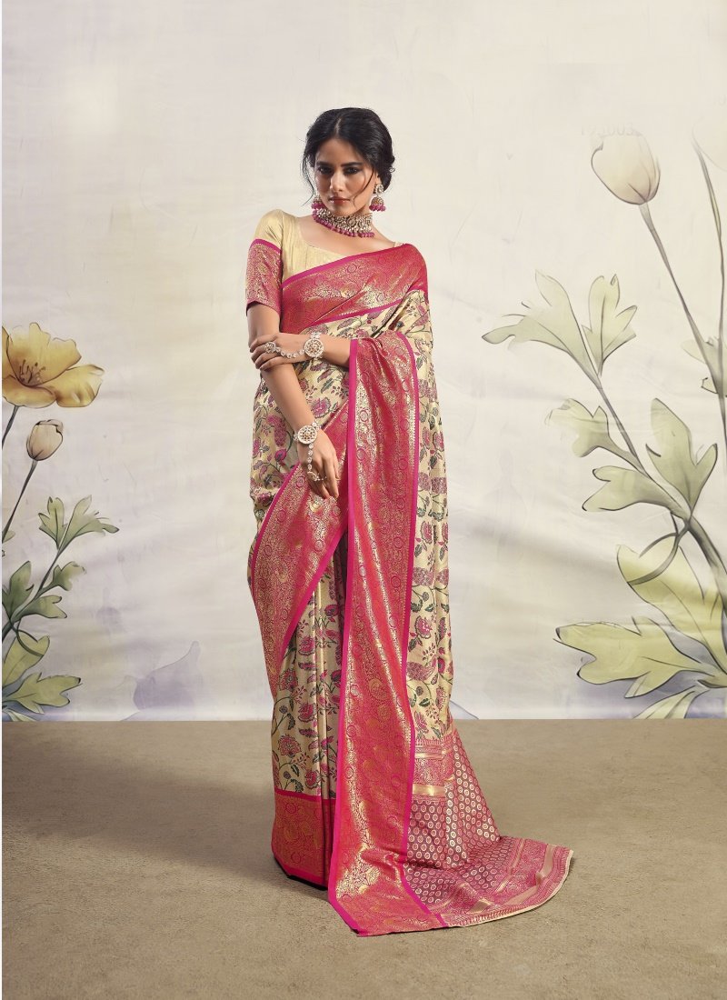 Pink Dharmavaram Silk Saree