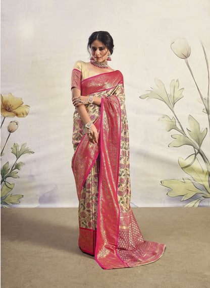 Pink Dharmavaram Silk Saree