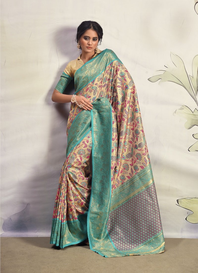 Sea Green Dharmavaram Silk Saree