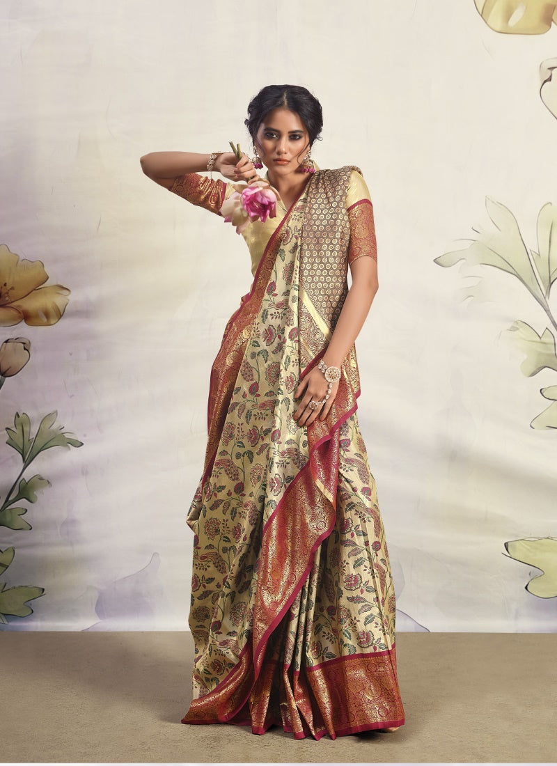 Maroon Dharmavaram Silk Saree