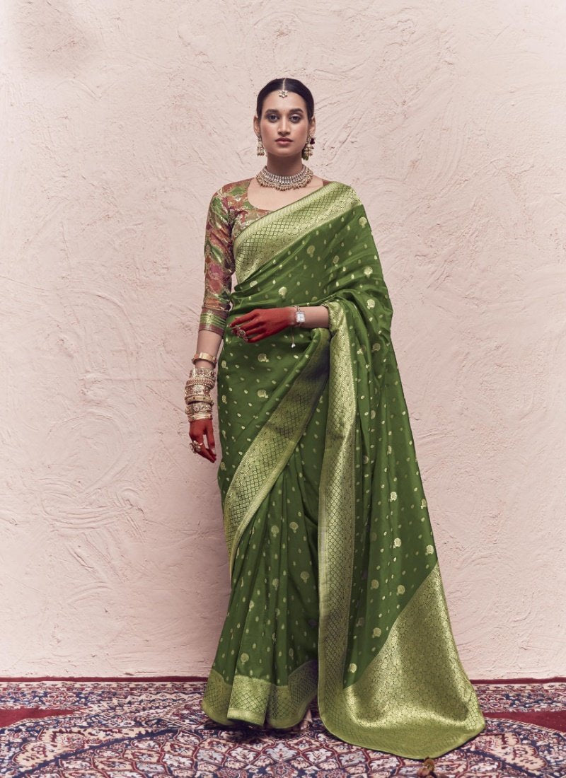 Green Pure Silk Saree With Embroidery Work-2