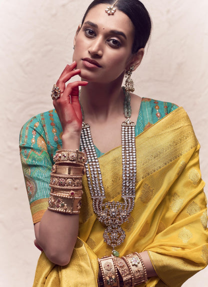 Yellow Pure Silk Saree With Embroidery Work-2