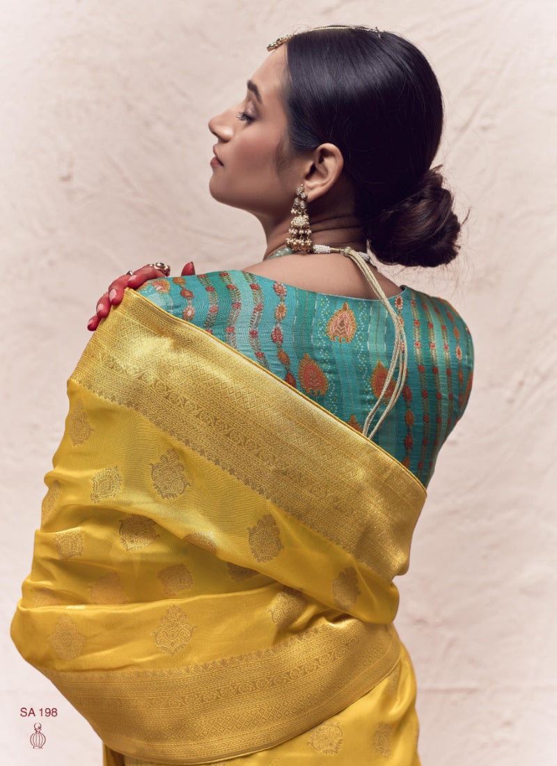 Yellow Pure Silk Saree With Embroidery Work-2