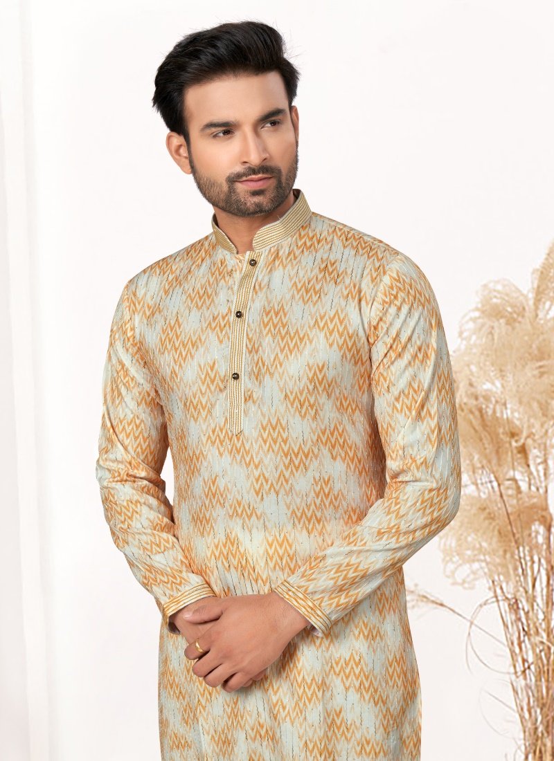 Pista Green Cotton Digital Print Kurta Pajama-2