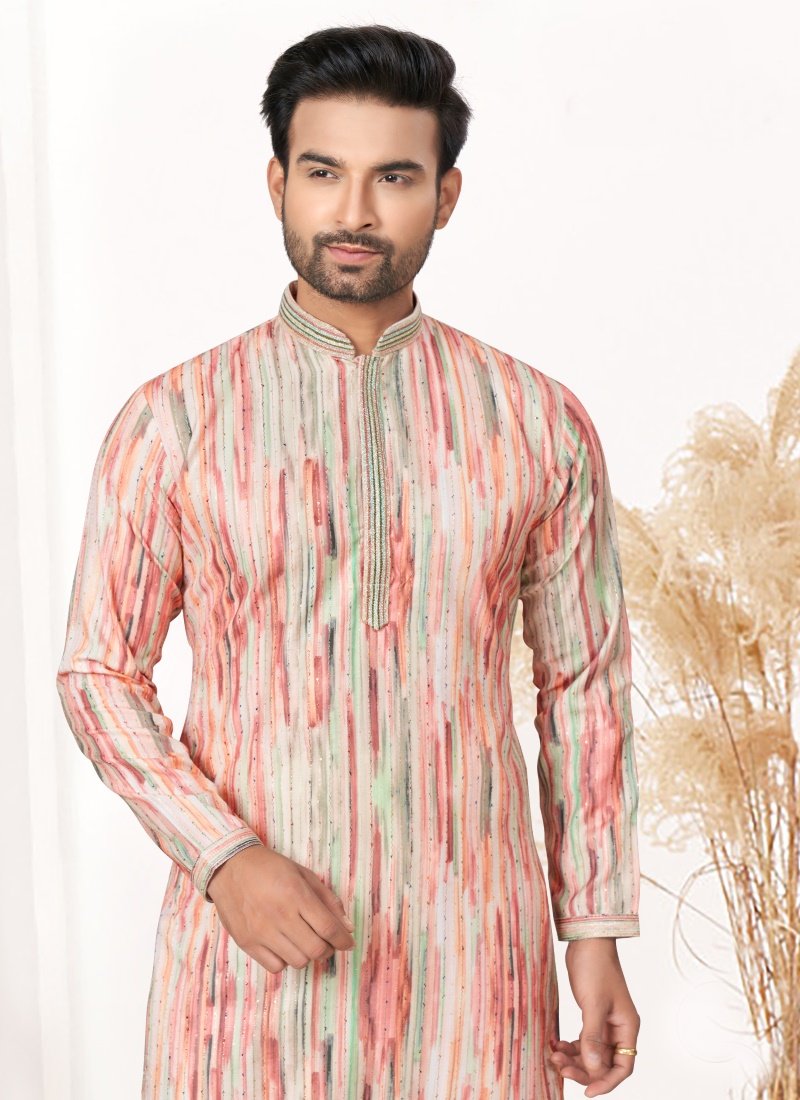 Pink Cotton Digital Print Kurta Pajama-2