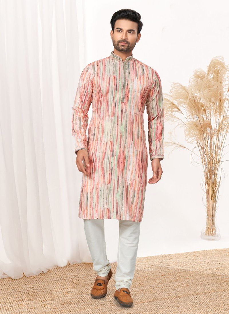 Pink Cotton Digital Print Kurta Pajama-2