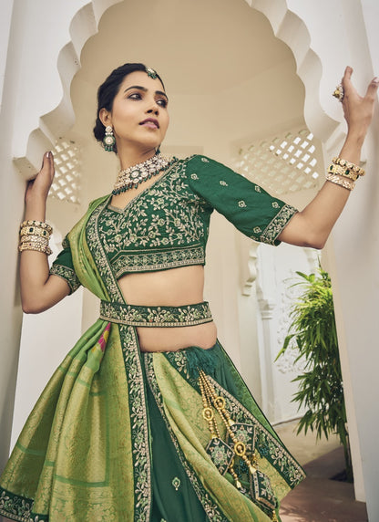 Green Viscose Circular Lehenga Choli-2